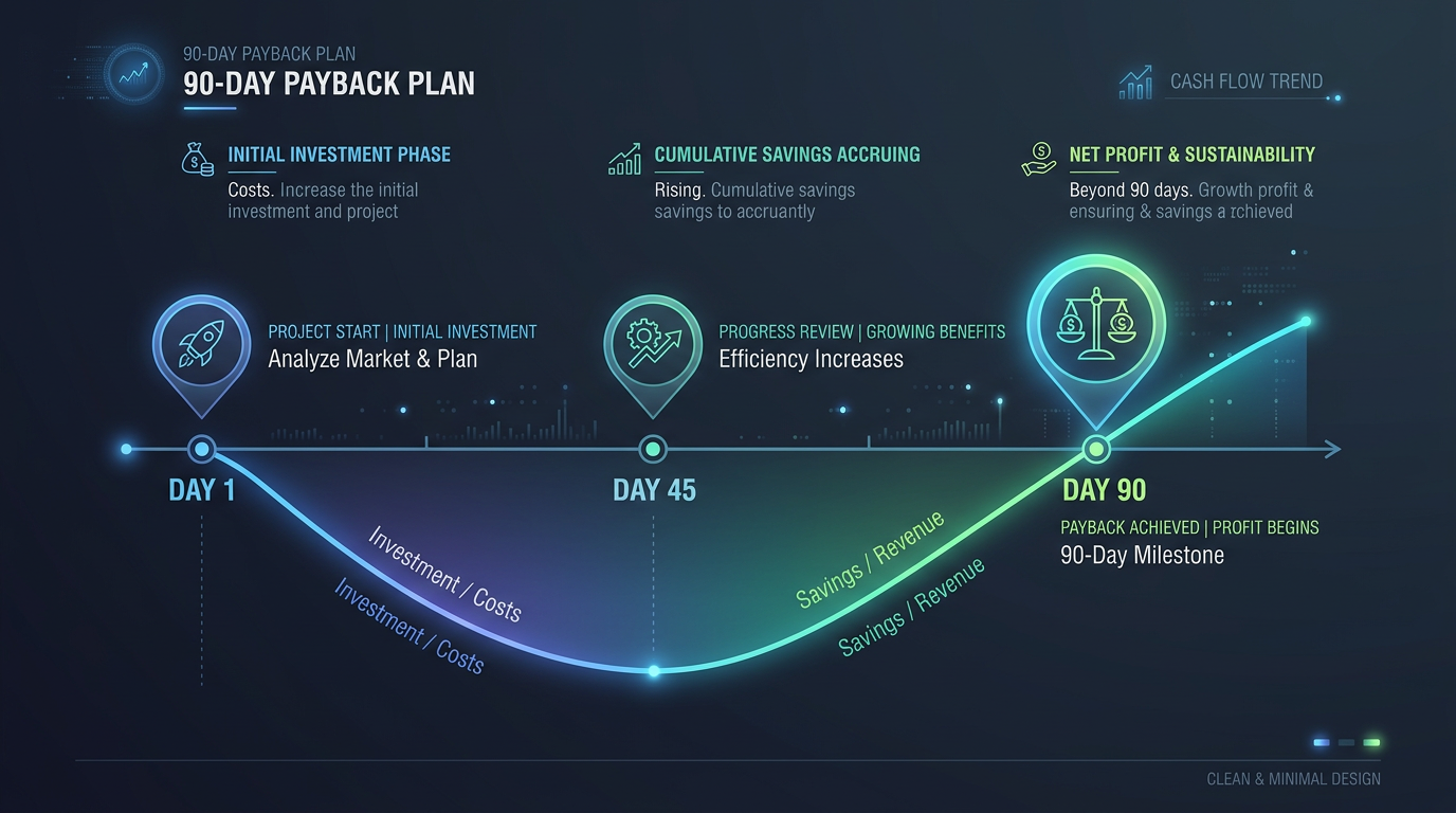 Timeline showing AI automation paying for itself within 90 days